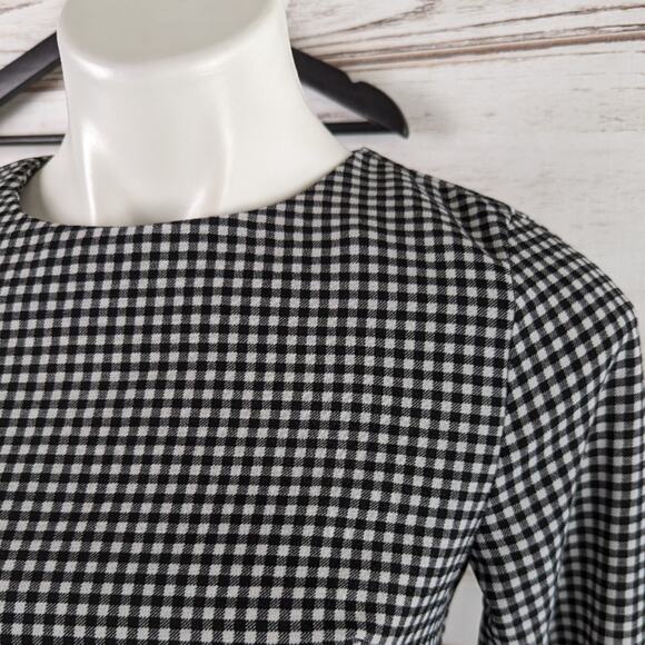 H&M Gingham Long Sleeve Shift Dress sz 2 - Picture 4 of 5